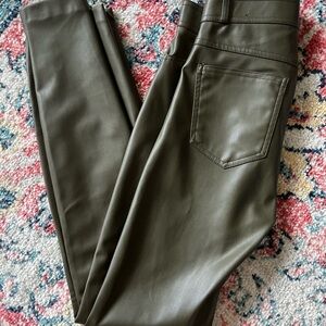 Zara Olive Green Leather Pants